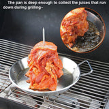 Stainless Steel BBQ Rotisserie Pan Kit Accessories with 3 Removable Iron Skewers