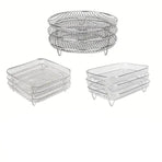 Air Fryer Grill Rack Multi Layer Removable Shelf Mesh Rack for Cooking BBQ - Rectangle