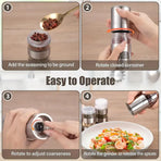 5 in 1 Stainless Steel Salt and Pepper Grinder Manual Spice Grinder Bottle Kitchen