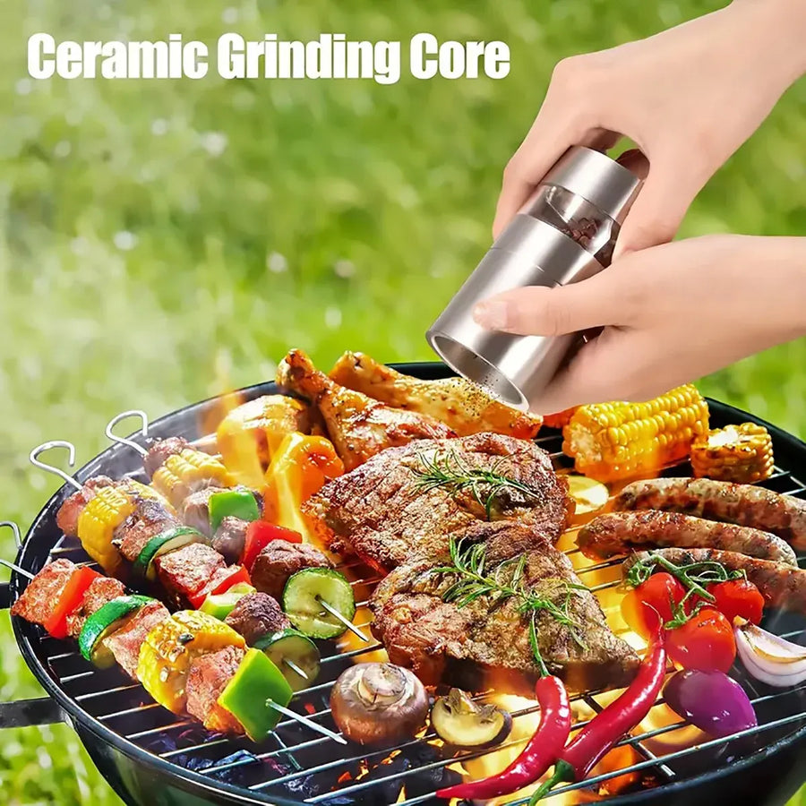5 in 1 Stainless Steel Salt and Pepper Grinder Manual Spice Grinder Bottle Kitchen