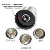 Stainless Steel Manual Salt and Pepper Grinder with Adjustable Ceramic Core - 200ML - 45-Degree Angle