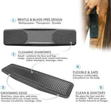 Horses Dogs Grooming Brush 6-In-1 Shedding Grooming Massage Kit Neat Pet Comb - Top-Down View
