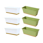 Plastic Flower Pot Set 6PCS Rectangular Planter Box Balcony Garden Vegetable Pot