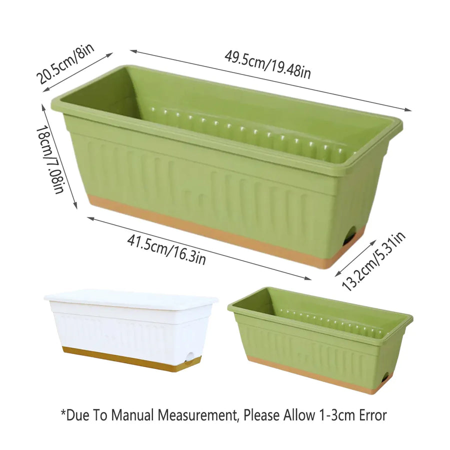 Plastic Flower Pot Set 6PCS Rectangular Planter Box Balcony Garden Vegetable Pot