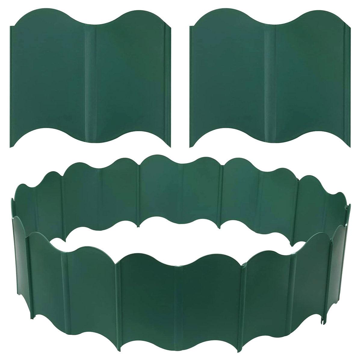 20PCS Garden Edging Fence Decorative Plastic Lawn Border Panels Landscaping - Green