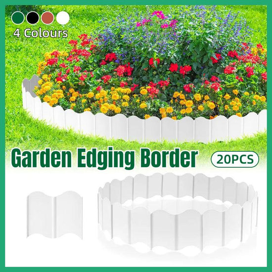 20PCS Garden Edging Fence Decorative Plastic Lawn Border Panels Landscaping - White