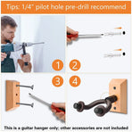 2PCS Guitar Wall Hanger Hook Holder Sturdy for Bass Ukulele Instrument Storage