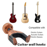 Solid Wood Guitar Wall Hook Hanger Silicone Neck Cradle Acoustic Electric Bass - Extra Image