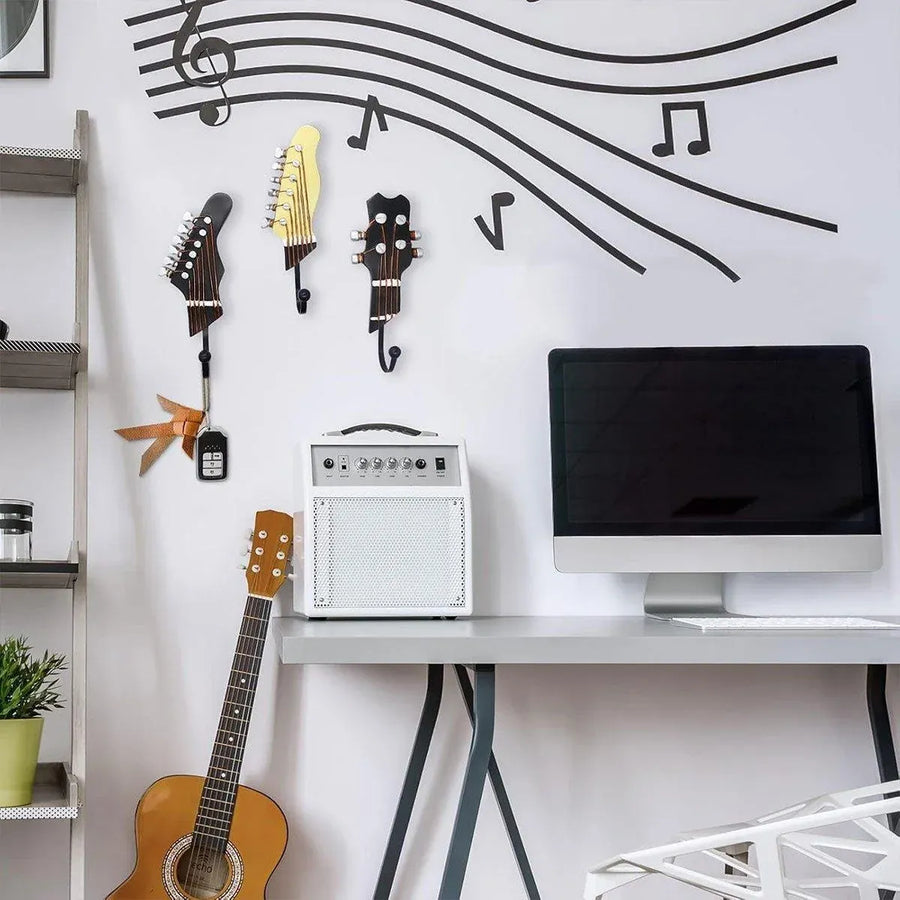 3pcs Guitar Theme Decorative Hooks Wall Mounted Hooks for Home and Office Use