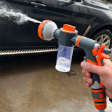 High Pressure Foam Spray Nozzle 8 Mode Garden Hose Car Wash Cleaning Tool - Close-Up Angle