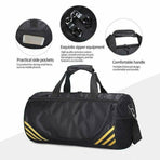 Gym Duffle Bag Waterproof Taekwondo Travel Duffel Bag Outdoor Large Size Black - Black+Siver