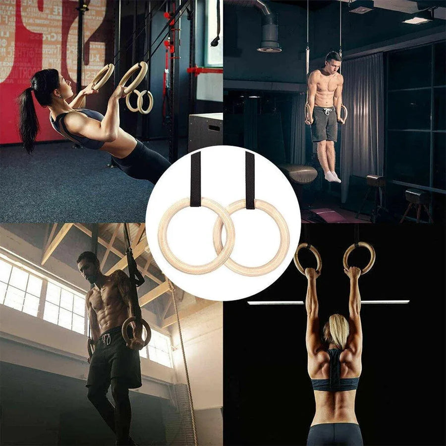 Adjustable Birch Gymnastics Rings for Home Fitness Exercise Equipment