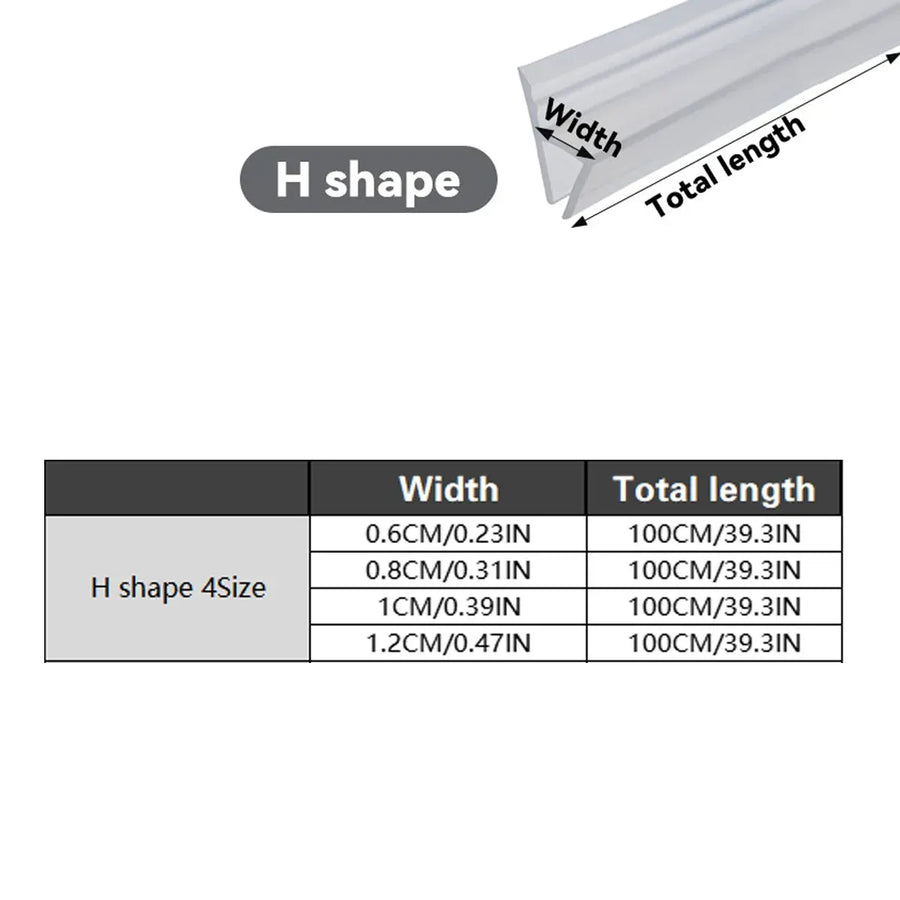 Sealing Strip Windproof Silica Gel Strip for Glass Doors Windows Anti Collision - 0.6cm x 100cm