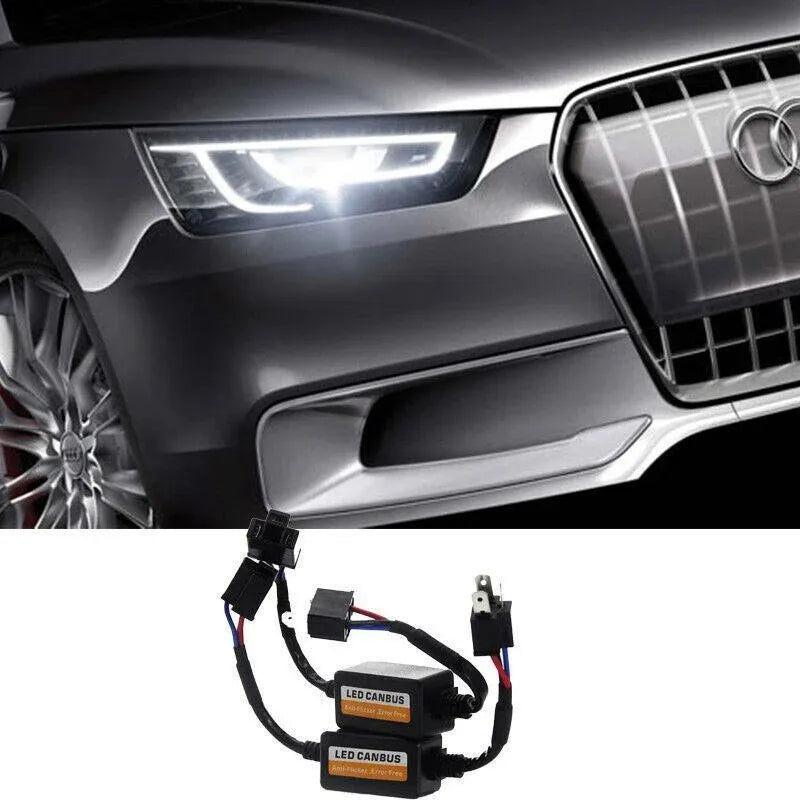 2PCS H4 CANBUS LED Headlight Decoder Anti Flicker Error Canceller Load Resistor