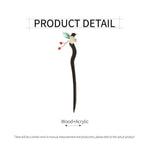 1-Piece Black Hairpin with Green Leaf and Red Bead Details