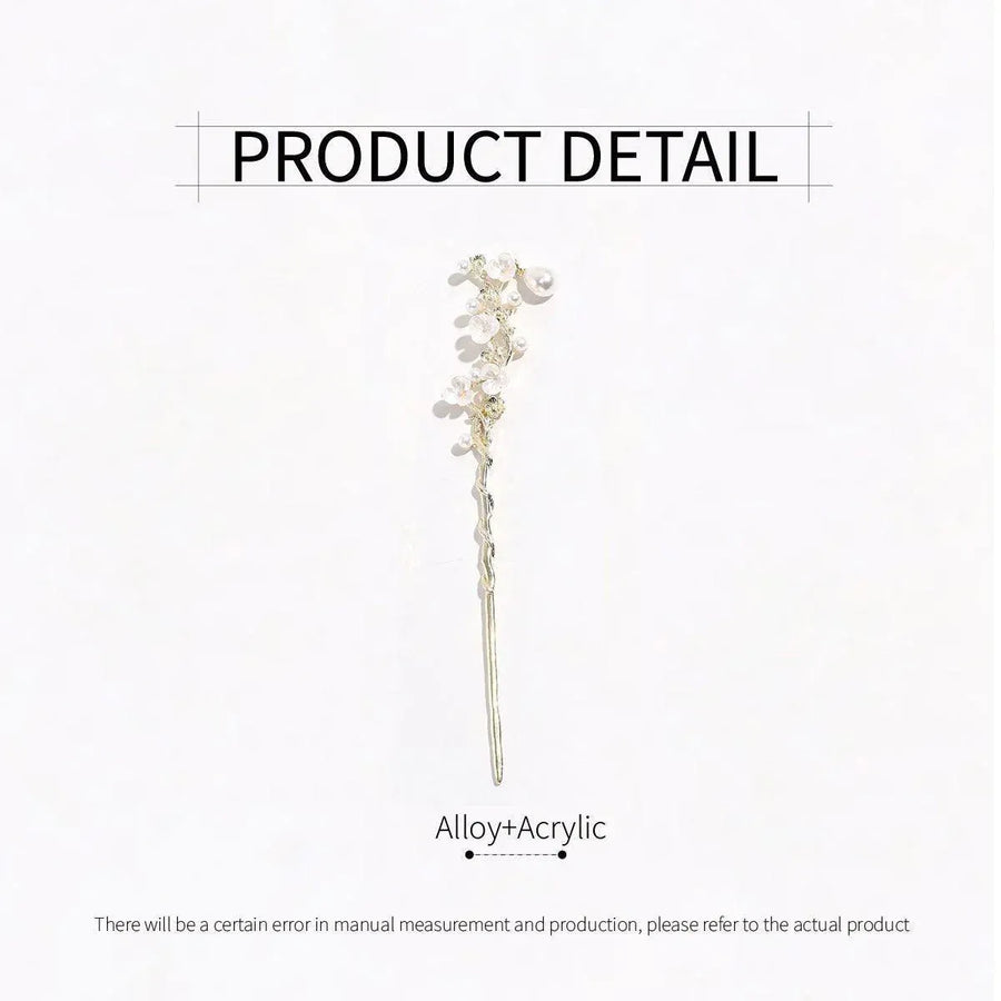 Pearl Flower Vine Hairpin Golden Chinese Style Bridal Hair Accessories