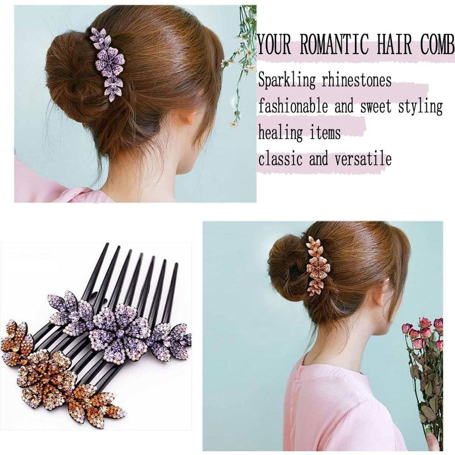 8Pack Rhinestone Hair Comb Non-Slip Simple All-Match Hair Accessories Fork Comb