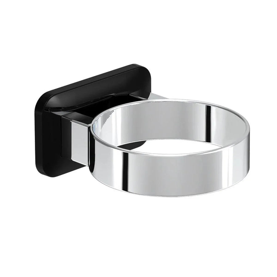 1-Piece Black and Silver Wall-Mounted Hair Dryer Holder