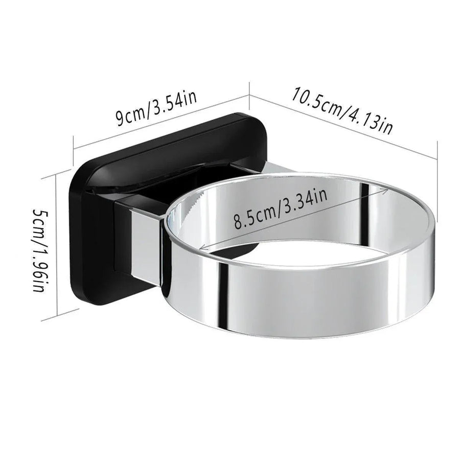 1-Piece Black and Silver Wall-Mounted Hair Dryer Holder