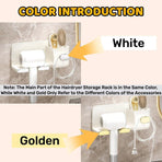 Hair Dryer Holder Rack Plastic Wall Mount No Drill Bathroom Organizer Storage - Silver
