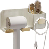 Hair Dryer Holder Rack Plastic Wall Mount No Drill Bathroom Organizer Storage - Silver