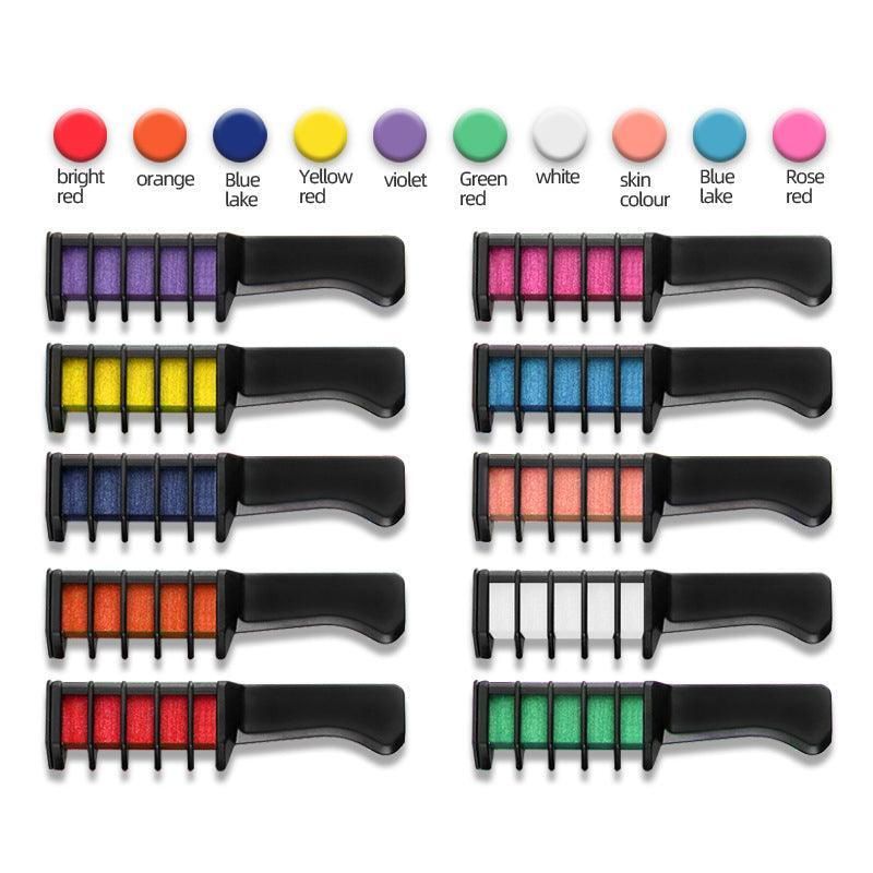 10 Colours Hair Chalk Comb Kit Temporary Hair Dye for Parties and Creative Play