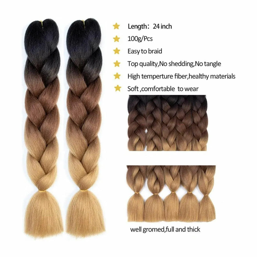 Coloured Jumbo Braiding Hair Extensions Braids Twist Hight Temperature Kanekalon - A30