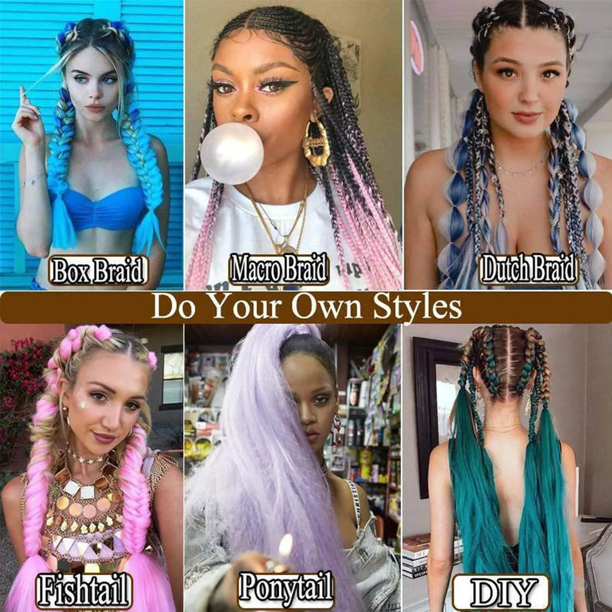 Coloured Jumbo Braiding Hair Extensions Braids Twist Hight Temperature Kanekalon - B46