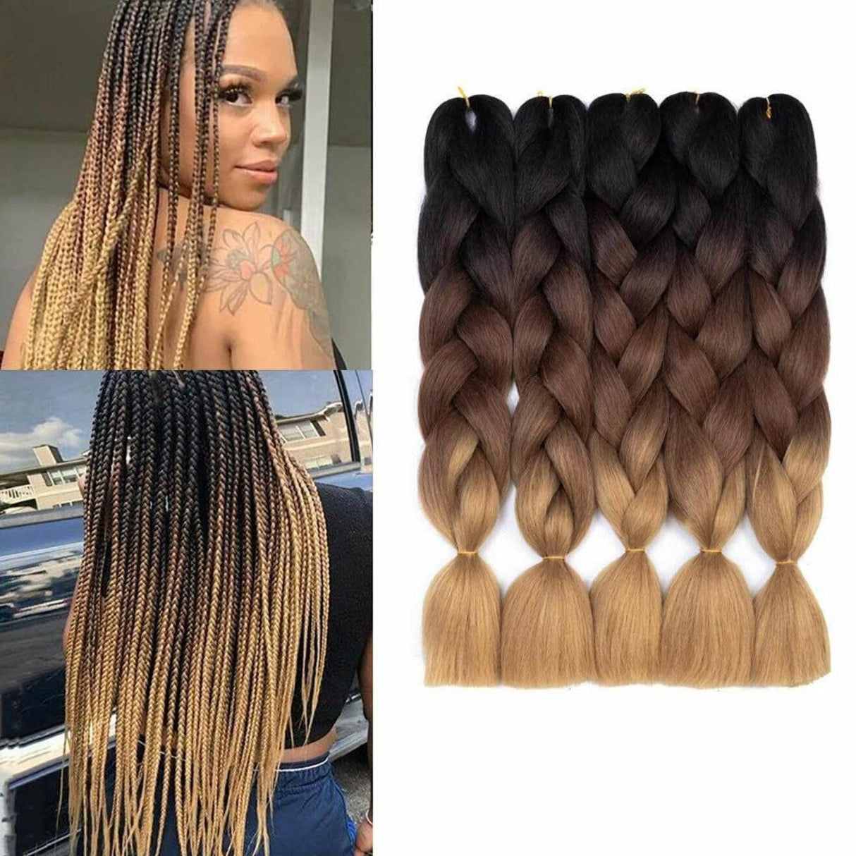Coloured Jumbo Braiding Hair Extensions Braids Twist Hight Temperature Kanekalon - C1
