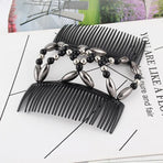 Beaded Stretchy Easy Magic Hair Comb Elastic Double Hair Clip Hair Accessories - Gold