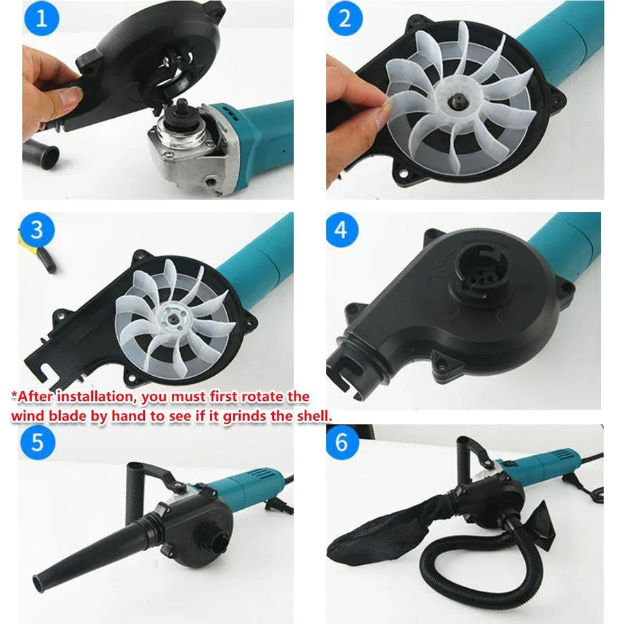 2in1 Angle Grinder Blow Dryer Suction Converter Power Tool Accessories Kit