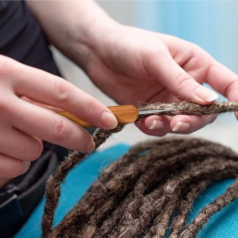 Bamboo Crochet Dreadlock Hook Needle Dread Tool Braiding Hair Maintenance Craft - 0.75MM