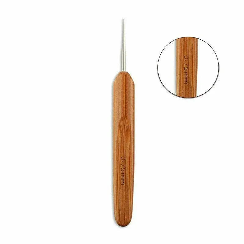 Bamboo Crochet Dreadlock Hook Needle Dread Tool Braiding Hair Maintenance Craft - 0.75MM