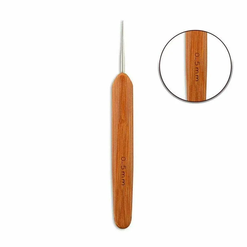 Bamboo Crochet Dreadlock Hook Needle Dread Tool Braiding Hair Maintenance Craft - 0.75MM
