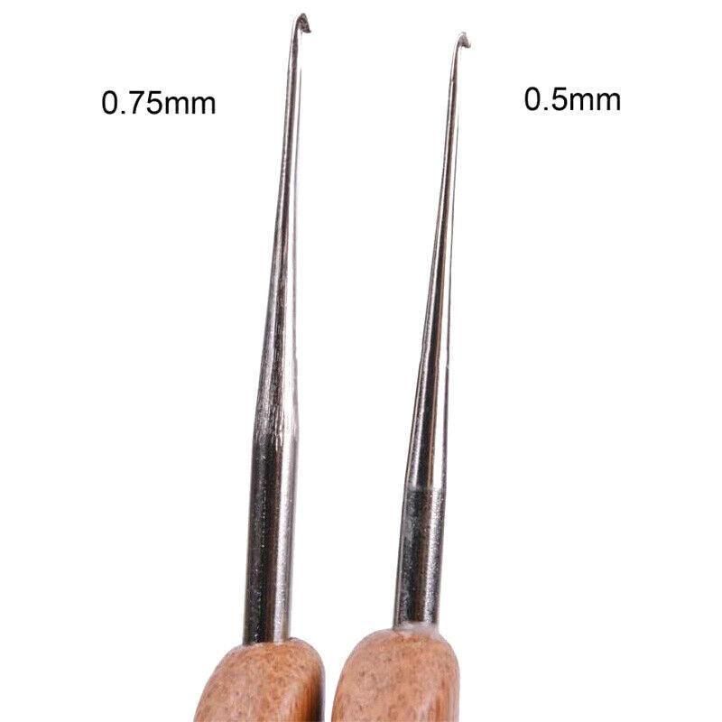 Bamboo Crochet Dreadlock Hook Needle Dread Tool Braiding Hair Maintenance Craft - 0.75MM