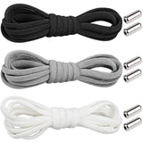 No Tie Locked Elastic Shoelace Shoe Lace Lazy Laces Sneakers Sports - Grey - Side View