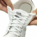 No Tie Locked Elastic Shoelace Shoe Lace Lazy Laces Sneakers Sports - Grey - Top-Down View