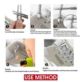 No Tie Locked Elastic Shoelace Shoe Lace Lazy Laces Sneakers Sports - Grey