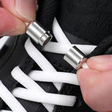 No Tie Locked Elastic Shoelace Shoe Lace Lazy Laces Sneakers Sports - Grey - Extra Image
