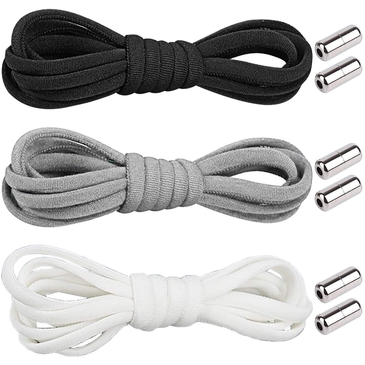 No Tie Locked Elastic Shoelace Shoe Lace Lazy Laces Sneakers Sports - Grey