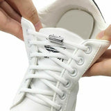 No Tie Locked Elastic Shoelace Shoe Lace Lazy Laces Sneakers Sports - Grey - Side View