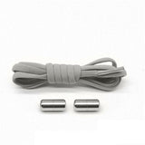 No Tie Locked Elastic Shoelace Shoe Lace Lazy Laces Sneakers Sports - Grey - Low Angle