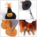 Halloween Cat Costume Skull Pattern Hat and Scarf Set Pet Cape Accessories