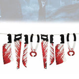8Pcs Hanging Bloody Weapons Halloween Horror Props Garland Banner Decoration Au