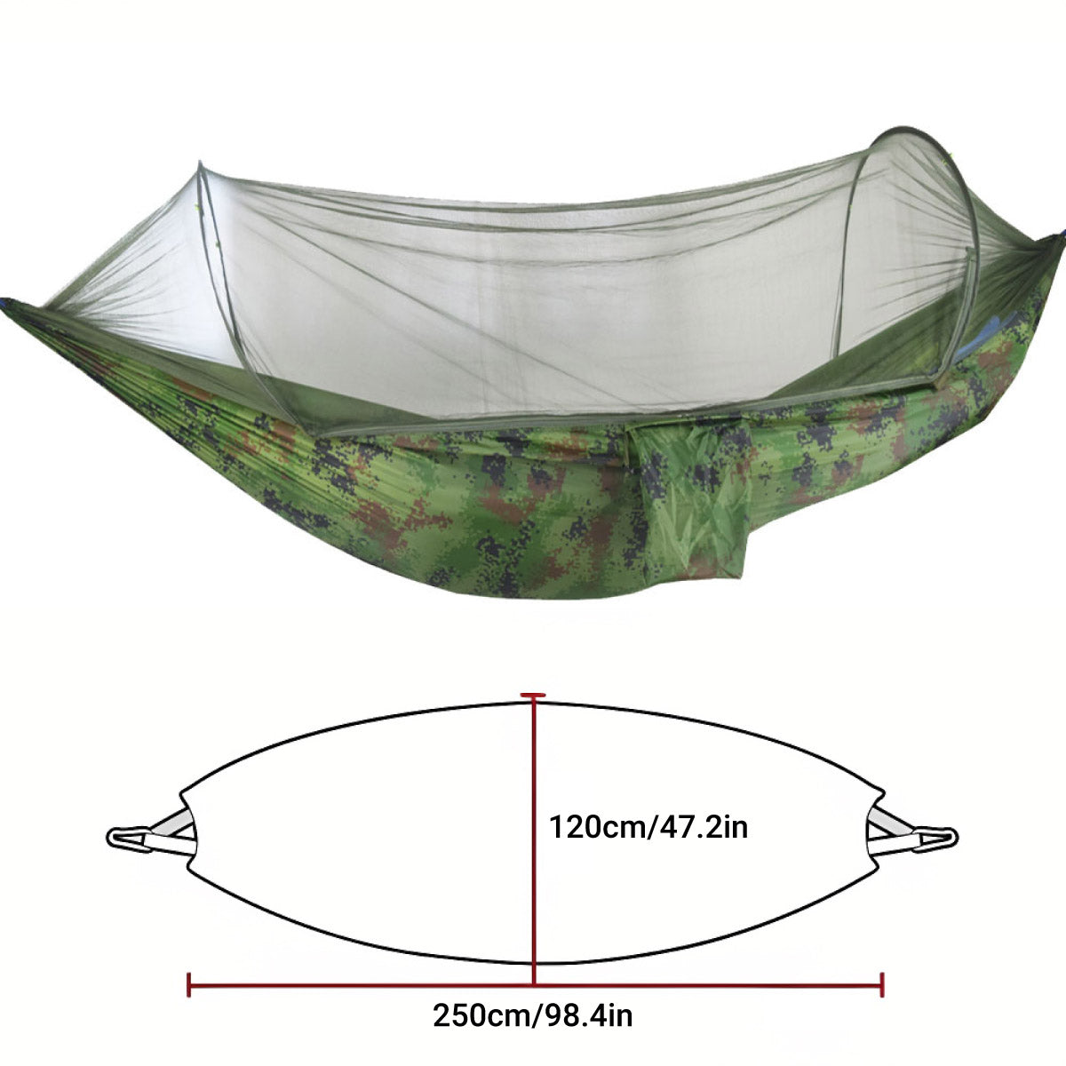 Camping Hammock Tent Set Double Outdoor Hanging Bed With Mosquito Net For Travel - Green