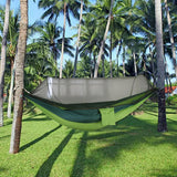 Camping Hammock Tent Set Double Outdoor Hanging Bed With Mosquito Net For Travel - Green - 45-Degree Angle