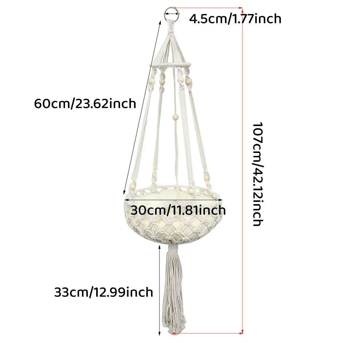 Macrame Cat Hammock Boho Style Kitty Hanging Swing Bed Pet Sleeping Bed Cat