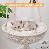 Macrame Cat Hammock Boho Style Kitty Hanging Swing Bed Pet Sleeping Bed Cat - Close-Up Angle