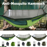 Camping Hammock Tent Set Double Outdoor Hanging Bed With Mosquito Net For Travel - Army green