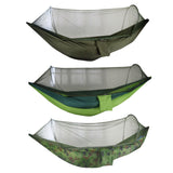 Camping Hammock Tent Set Double Outdoor Hanging Bed With Mosquito Net For Travel - Army green - Front View